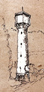 Vodárenská věž v městě Kraň od J. V. Hráského.