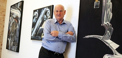 Theodor Pištěk na vernisáži k výstavě svých obrazů v Litomyšli v roce 2010.