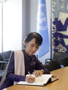 Barmská opoziční vůdkyně Su Ťij.