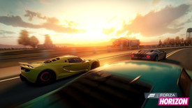 Západ slunce v závodním titulu Forza Horizon.