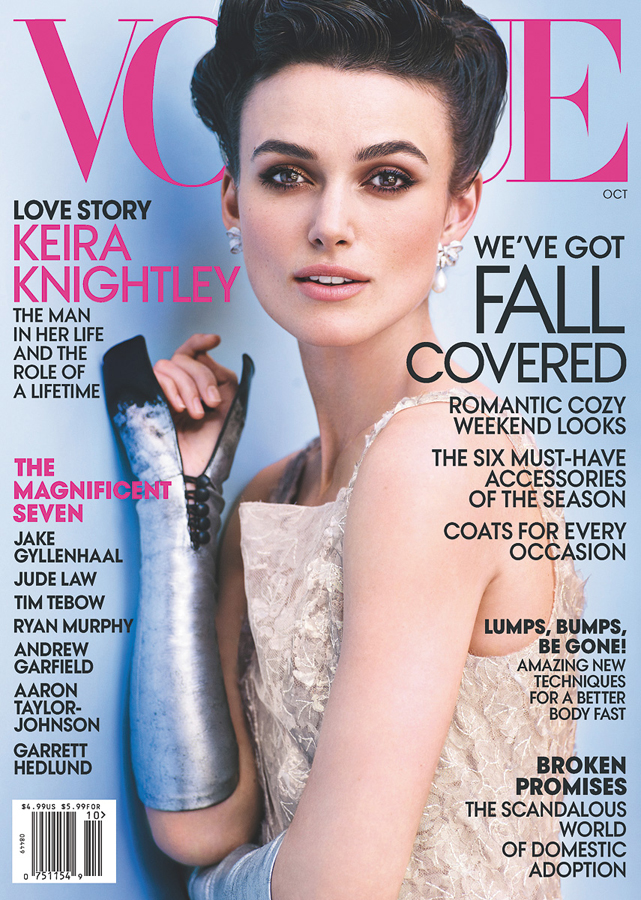 Herečka Keira Knightleyová uhranula čtenáře Vogue jiskrou v očích, decentními šaty i šperky a vyčesanými vlasy.