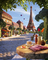 Působivá pařížská ulice i s Eiffelovou věží. Všimněte si v popředí detailně zpracovaných věcí na stolku ze sýra.