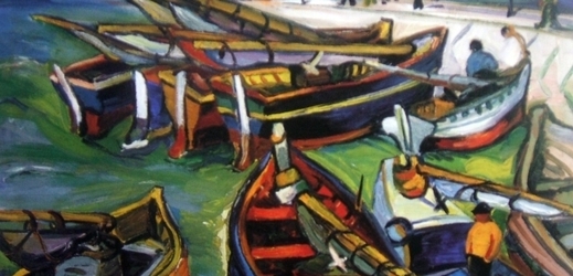 Ukradený obraz ,,Rybářské čluny" od Irmy Stern.