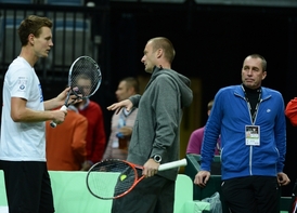 Tréninku se zúčastnil i Ivan Lendl (vpravo).