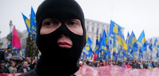 Na demonstraci ukrajinských nacionalistů.