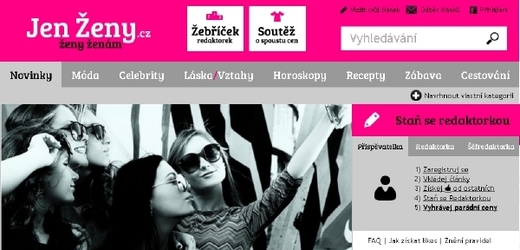 Homepage portálu Jenzeny.cz.