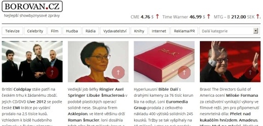 Homepage webu Borovan.cz.