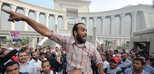 Momentka z demonstrace v Egyptě.