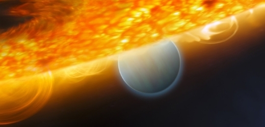 Umělecké ztvárnění exoplanety a její mateřské hvězdy.