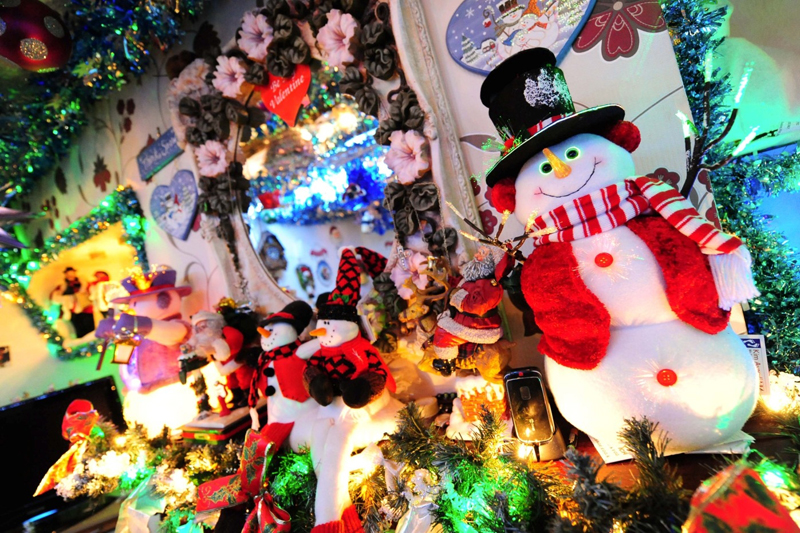 V domě je neuvěřitelných 300 Santa Clausů a 100 sněhuláků. Obojí mezi stovkami dalších ozdob.
