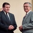 Václav Klaus (vpravo) a Vladimír Mečiar na konci roku 1992.