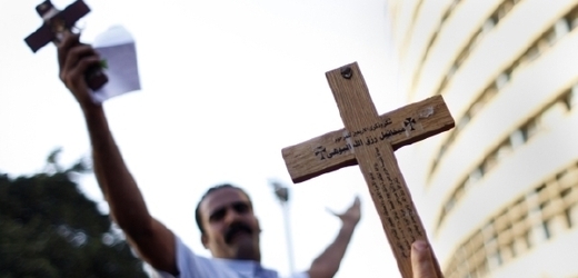 Demonstrace křesťanských koptů v Káhiře.