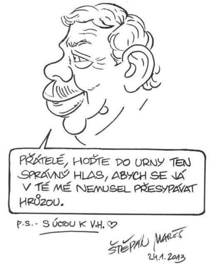 Volte tak, aby se Havel nemusel obracet v urně, radí kreslíř Štěpán Mareš.