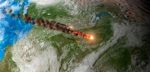 Vstup tunguzského meteoritu do atmosféry v představě umělce.