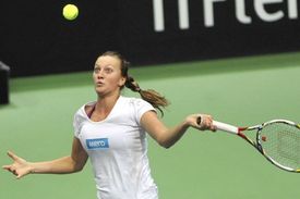 Petra Kvitová trénuje na Fed Cup.