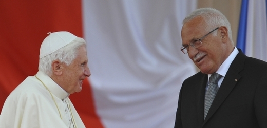 Papež Benedikt XVI. a prezident Václav Klaus.