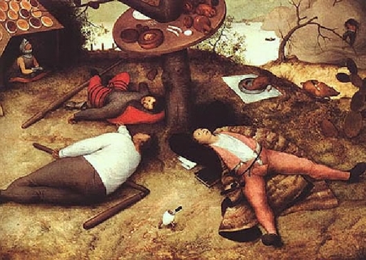 Sen francouzských pracujících? Alegorická malba "V zemi peciválů" od Pietera Brueghela (1567).