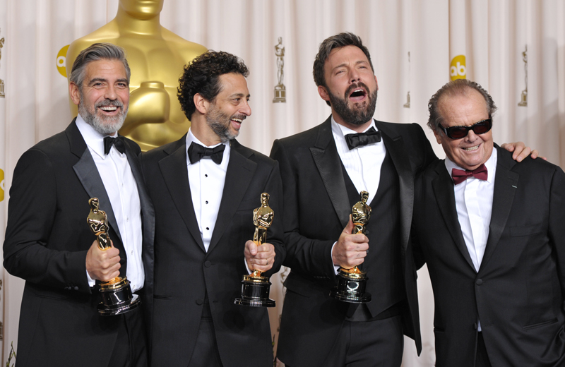 Hvězdná sestava: George Clooney, Grant Heslov, Ben Affleck a Jack Nicholson. První tři získali Oscara za snímek Argo.