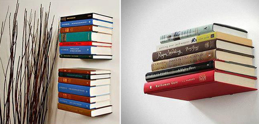 Jednoduchá polička na knihy, které po instalaci vypadají, jako by se vznášely. Skvělý nápad!