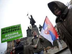 Sdružení Přátelé Srbů na Kosovu při protestu v Praze.