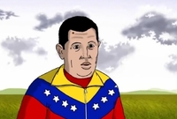 Na mírně udiveného Cháveze čekají v nebi celebrity.