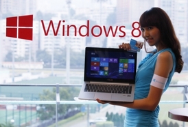 Představování nového systému Windows 8 v Hongkongu.