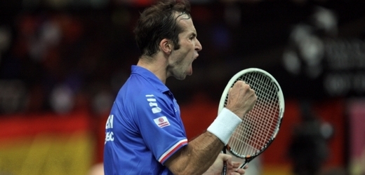 Radek Štěpánek při listopadovém triumfu Česka  v Davis Cupu.