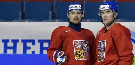 Útočník Tomáš Plekanec (vlevo) a obránce Marek Židlický se domlouvají na tréninku.