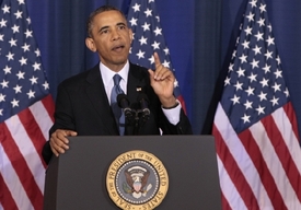 Prezident Barack Obama při projevu na National Defense University ve Washingtonu.