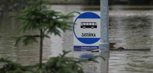 Povodně 2013 - zvýšená hladina řeky Labe.