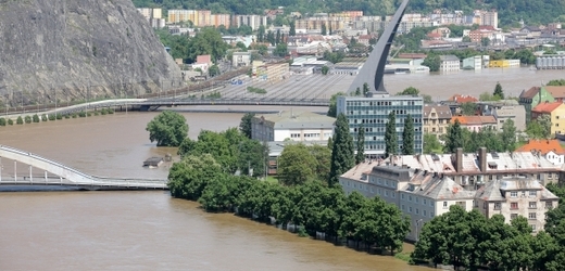 Ústí nad Labem během povodní.