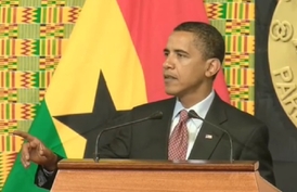 Obama při projevu v Ghaně roku 2009.