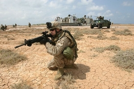 Americké námořnictvo přii výcviku v Džibutsku.