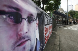 Hongkong, plakát se Snowdenem.