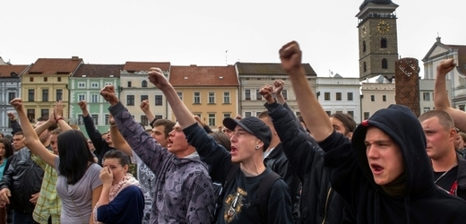 Momentka z demonstrace, která se minulou sobotu uskutečnila v Českých Budějovicích.