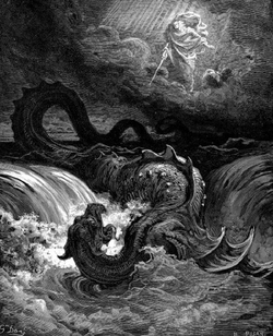 Zničení Leviatana, rytina Gustava Dorého z roku 1865.