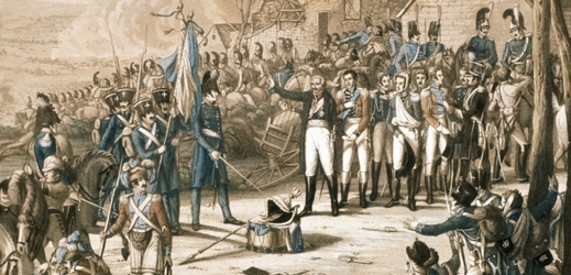 Vévoda z Wellingtonu a maršál von Blücher po bitvě u Waterloo.