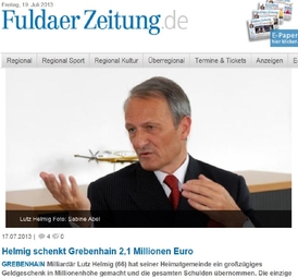 Mecenáš Lutz Helmig v listu Fuldauer Zeitung.