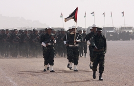 Přehlídka ozbrojených složek Polisario.
