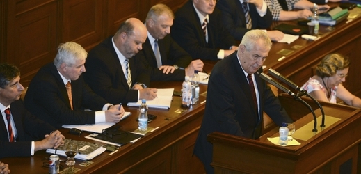 Prezident Miloš Zeman v Poslanecké sněmovně.