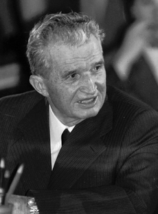 Nicolae Ceaušescu během projevu.