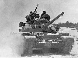 Egyptský tank za války roku 1973.