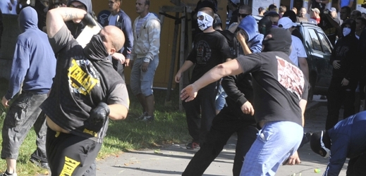 Momentka z demonstrace v Ostravě.