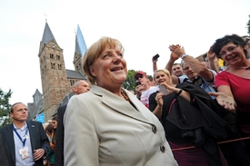 Merkelová na volebním turné - Fritzlar.