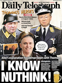 Kevin Rudd a jeho zástupce Anthony Albanese jako nacističtí dozorci.