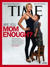Obálka časopisu Time s kojící ženou.