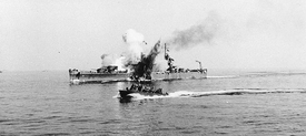 Americký lehký křižník USS Savannah zasáhla puma Fritz X. 
