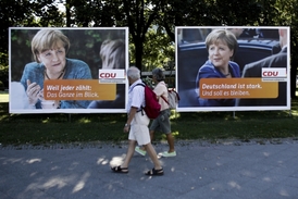 Angela Merkelová na předvolebních billboardech.