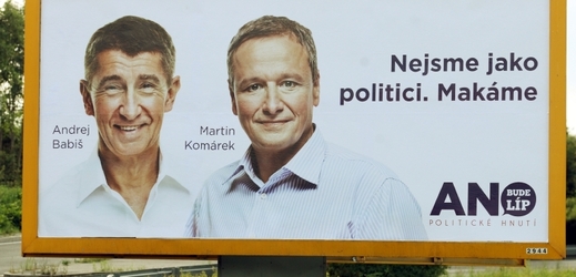 Předvolební billboard hnutí ANO. 