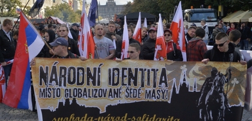 Manifestace, kterou pořádali extremisté v Praze.